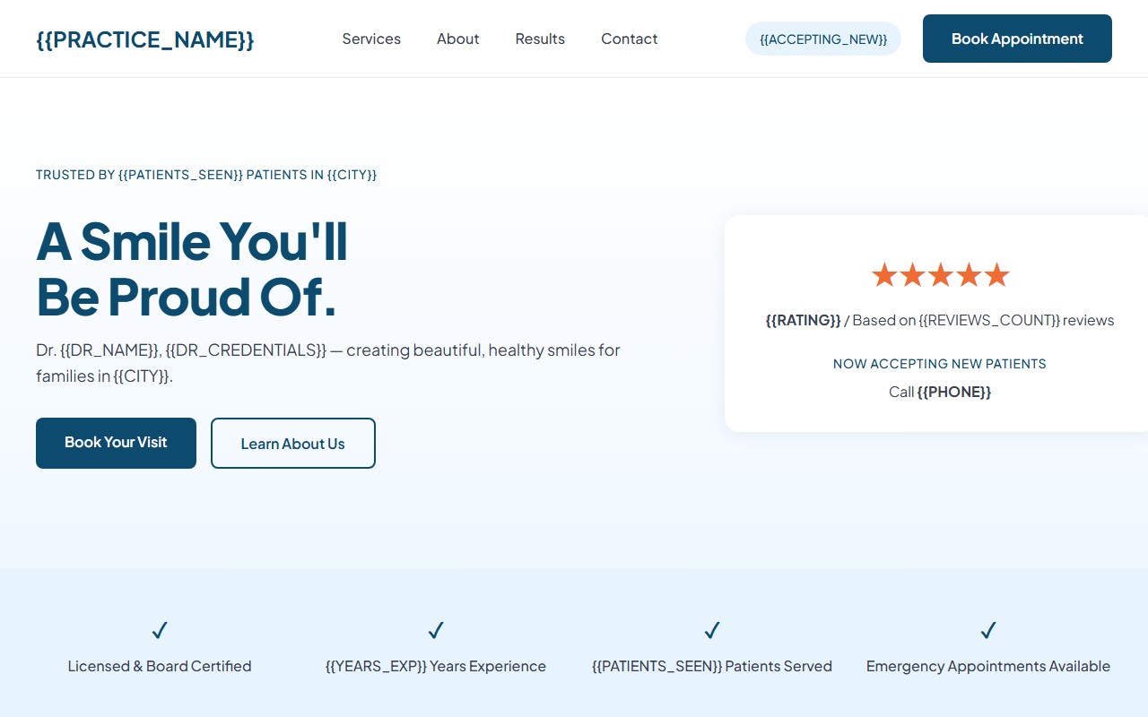Dental Practice website template